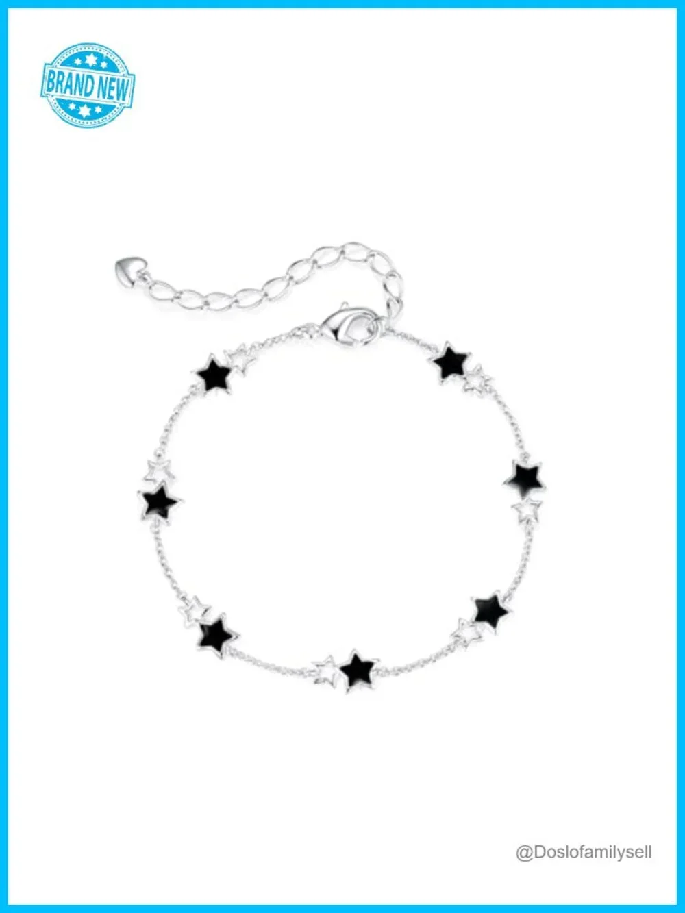 White Gold Plated Star Chain Link Bracelet Stackable Women Gift